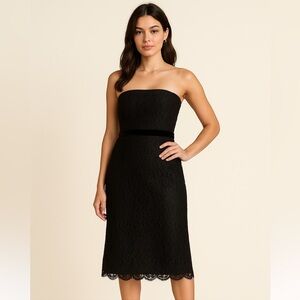 Elegant Black Strapless Lace Dress